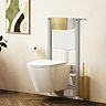 Crosswater Malu Round 0.98m Wall Hung Toilet Set - Brushed Brass Flush Plate