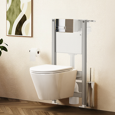 Crosswater Malu Round 0.98m Wall Hung Toilet Set - Chrome Flush Plate