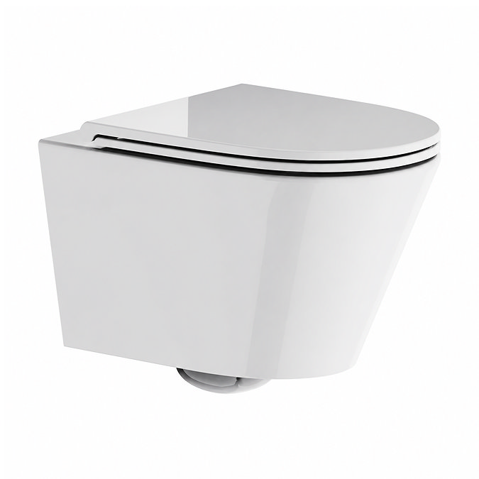 Crosswater Malu Round 0.98m Wall Hung Toilet Set - Matt Black Flush Plate