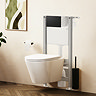 Crosswater Malu Round 0.98m Wall Hung Toilet Set - Matt Black Flush Plate