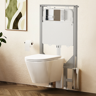 Crosswater Malu Round 1.12m Wall Hung Toilet Set - Chrome Flush Plate