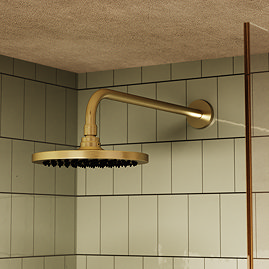 Crosswater Malu Round Rainfall Shower Head & Wall Mounted Arm - Brushed Brass
