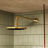 Crosswater Malu Round Rainfall Shower Head & Wall Mounted Arm - Brushed Brass