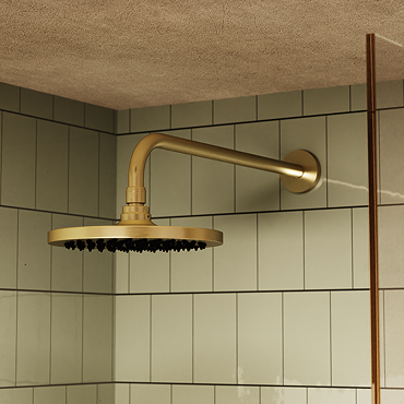Crosswater Malu Round Rainfall Shower Head & Wall Mounted Arm - Brushed Brass