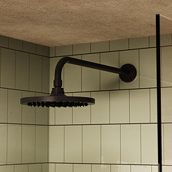 Crosswater Malu Round Rainfall Shower Head & Wall Mounted Arm - Matt Black