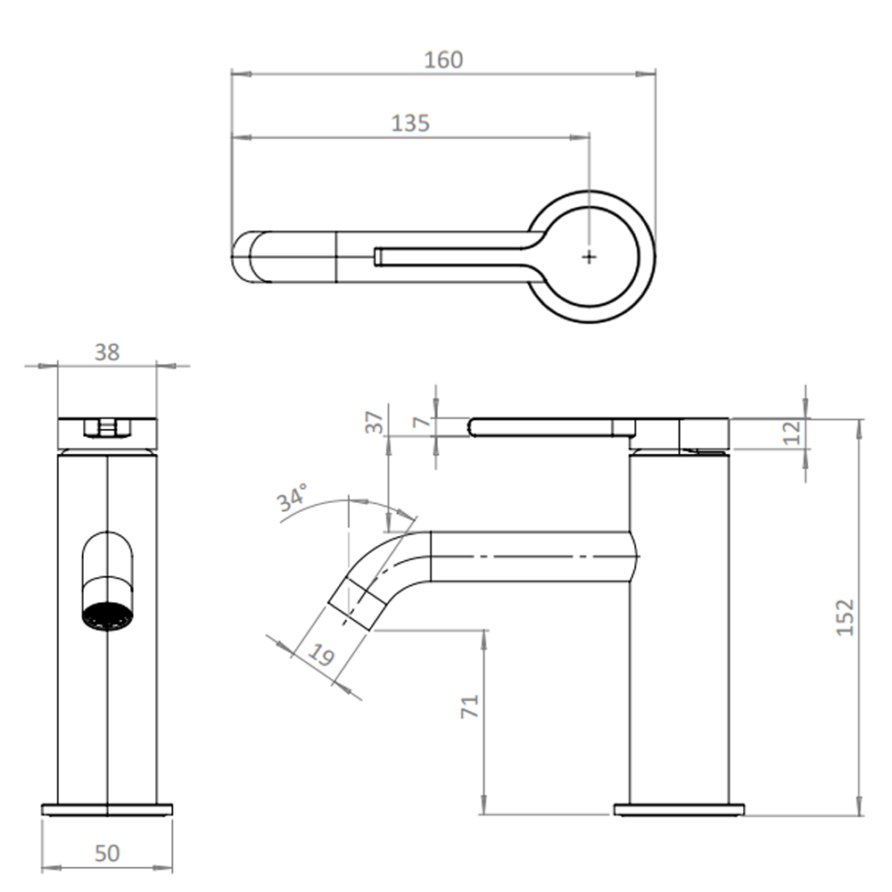Crosswater Malu Slim Basin Mixer Tap - Matt Black
