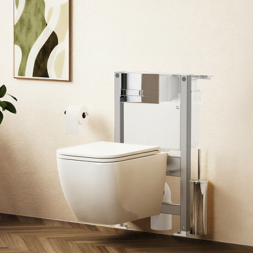 Crosswater Malu Square 0.82m Wall Hung Toilet Set - Chrome Flush Plate