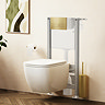 Crosswater Malu Square 0.98m Wall Hung Toilet Set - Brushed Brass Flush Plate