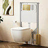 Crosswater Malu Square 1.12m Wall Hung Toilet Set - Brushed Brass Flush Plate