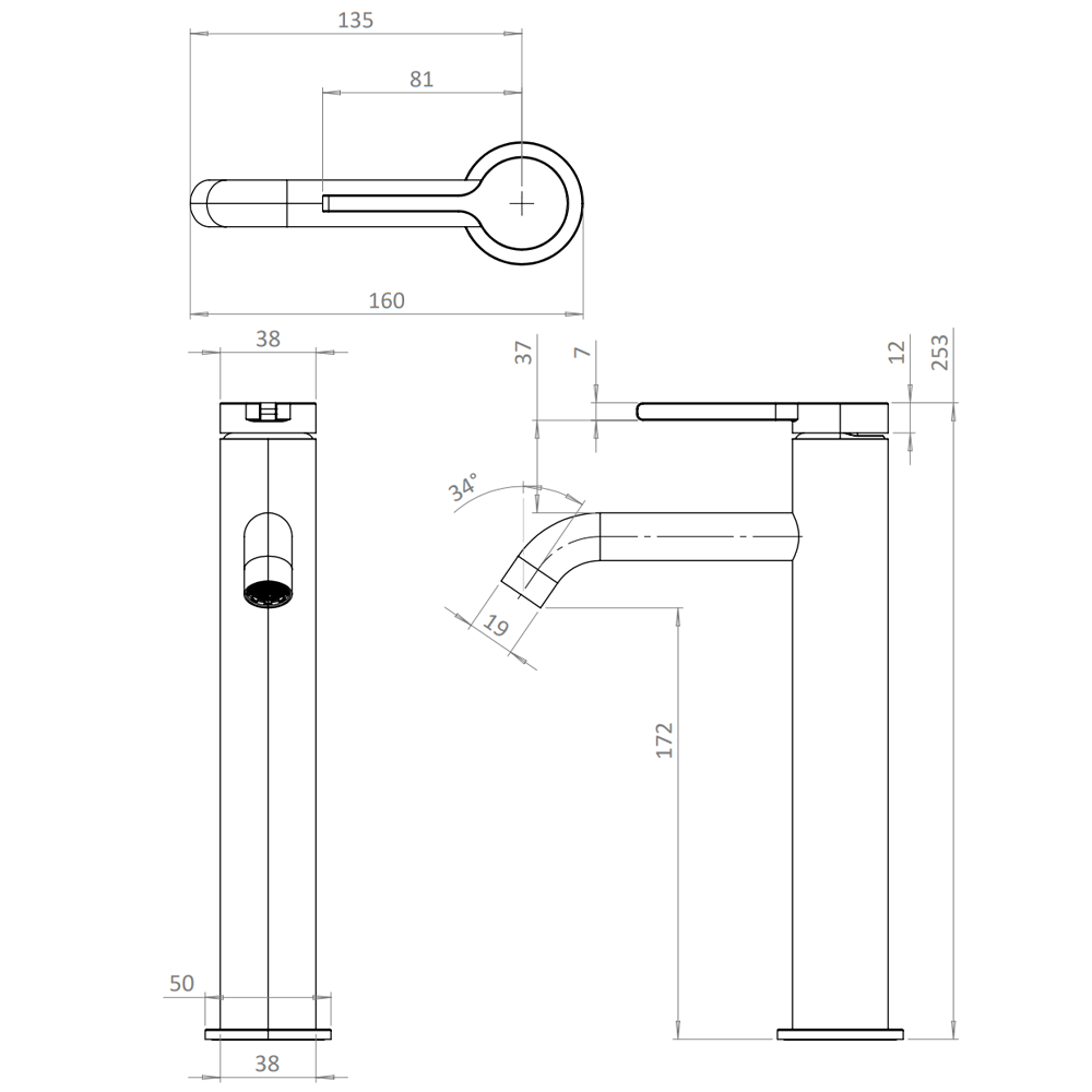 Crosswater Malu Tall Basin Mixer Tap - Chrome