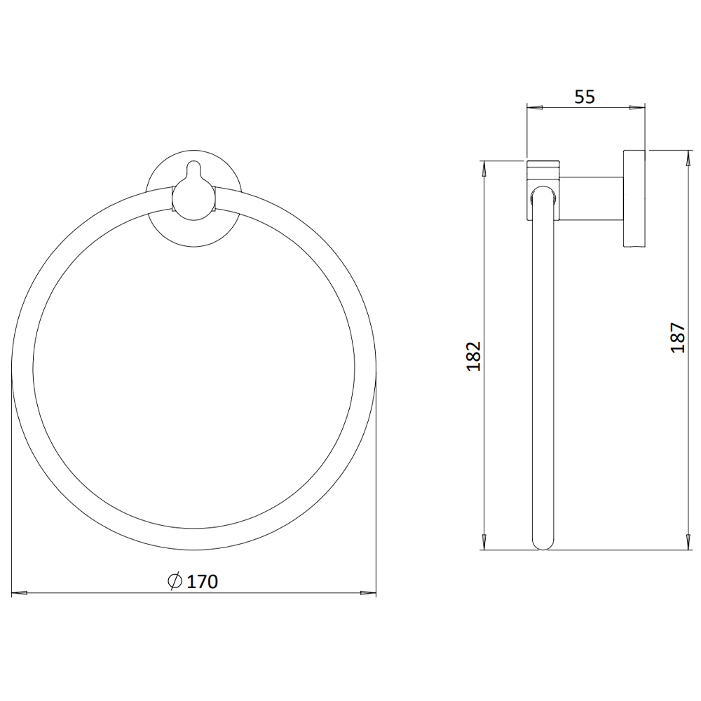 Crosswater Malu Towel Ring - Matt Black