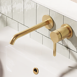 Crosswater Malu Wall Mounted Basin Mixer Tap - Brushed Brass