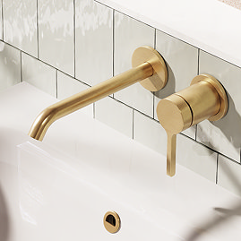 Crosswater Malu Wall Mounted Basin Mixer Tap - Brushed Brass