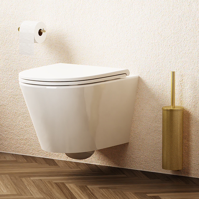 Crosswater Malu Wall Mounted Toilet Brush & Holder - Brushed Brass