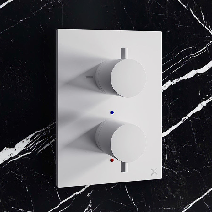 Crosswater - Matt White MPRO Crossbox 3 Outlet Trim & Levers Finishing Kit Profile Large Image