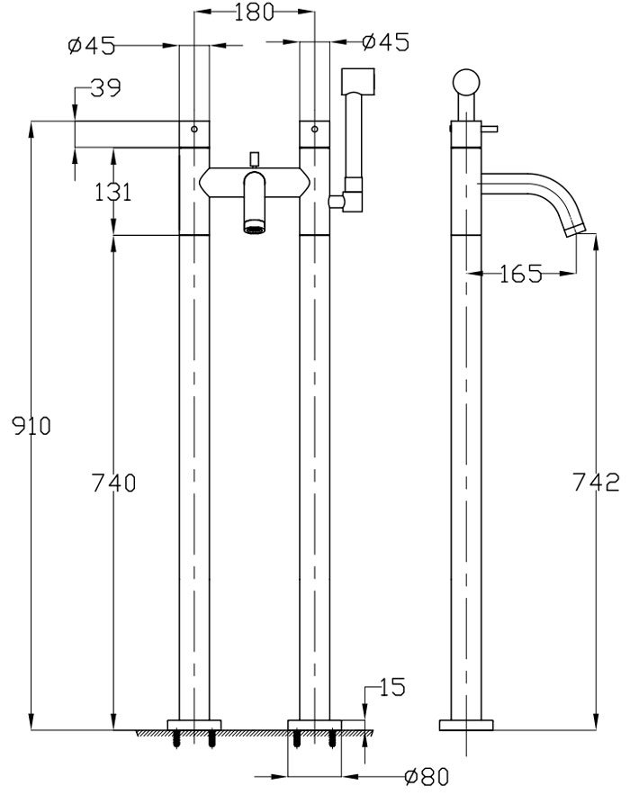 Crosswater Mike Lever Floor Mounted Freestanding Bath Shower Mixer