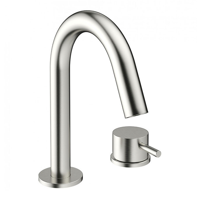 Crosswater - Mike Pro Deck Mounted 2 Hole Set Basin Mixer - Brushed Stainless Steel - PRO125DNV Larg