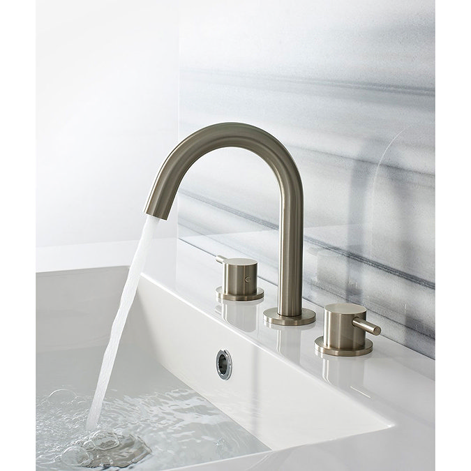 Crosswater - Mike Pro Deck Mounted 3 Hole Set Basin Mixer - Brushed Stainless Steel - PRO135DNV Prof