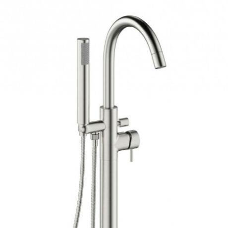 Crosswater Mike Pro Floor Mounted Bath Shower Mixer | Brushed Steel