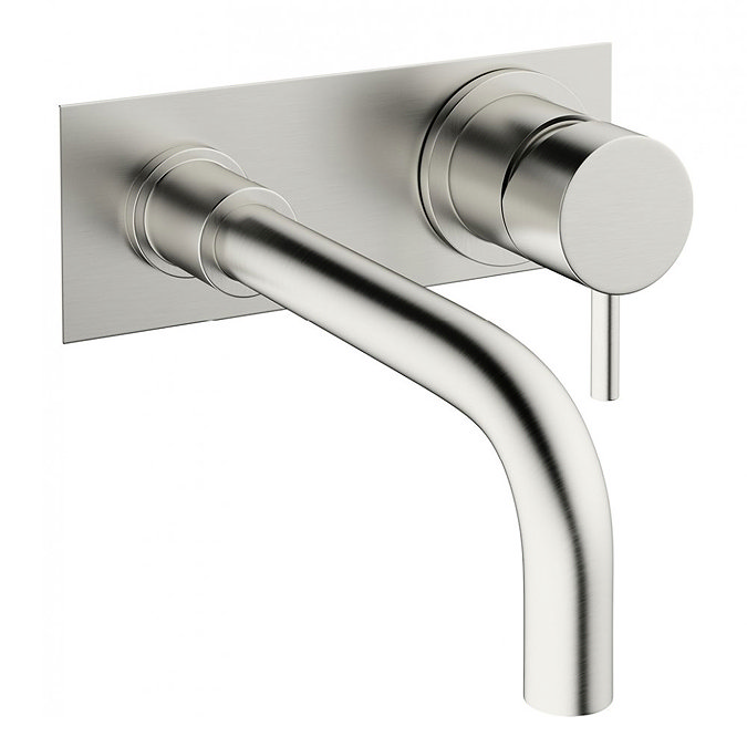 Crosswater - Mike Pro Wall Mounted 2 Hole Set Basin Mixer with Back Plate - Brushed Stainless Steel 