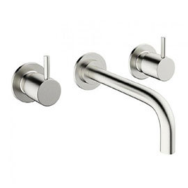 Crosswater - Mike Pro Wall Mounted 3 Hole Set Basin Mixer - Brushed Stainless Steel - PRO130WNV Medi