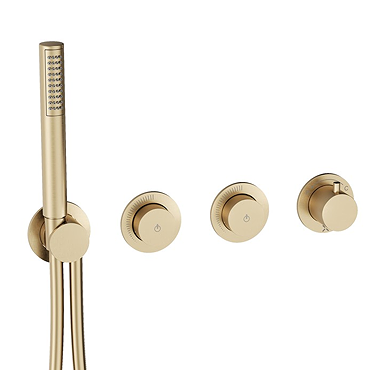 Crosswater Module MPRO Push 2 Outlet Concealed Shower Valve with Handset - Brushed Brass