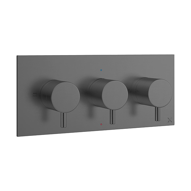 Crosswater MPRO 2 Outlet 3 Handle Concealed Thermostatic Shower Valve Landscape - Slate