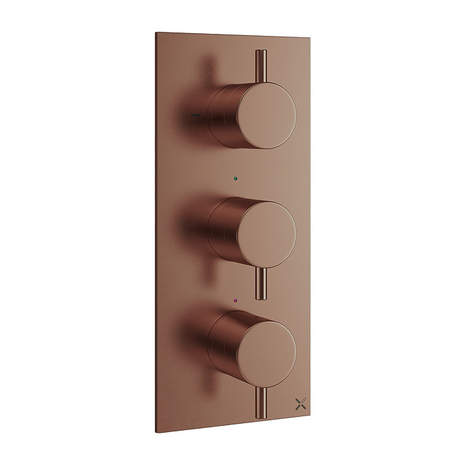Crosswater MPRO 2 Outlet 3 Handle Concealed Thermostatic Shower Valve Portrait - Brushed Bronze