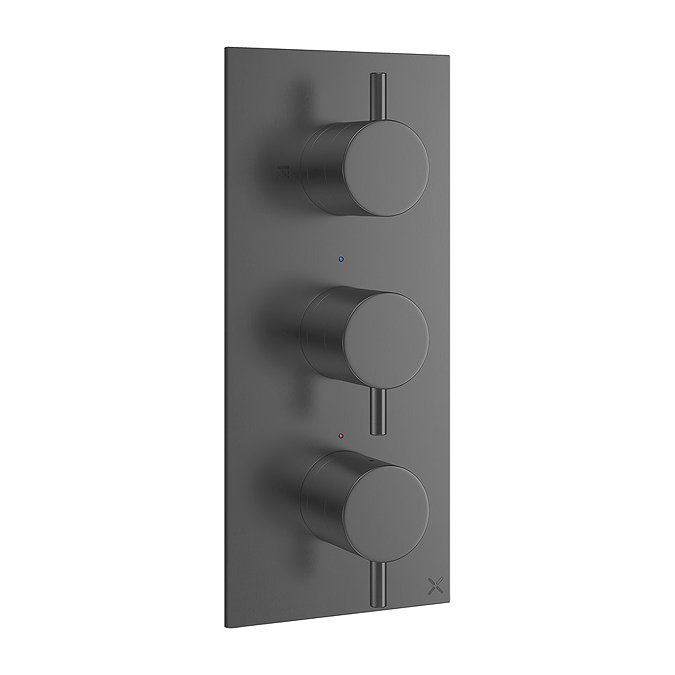 Crosswater MPRO 2 Outlet 3 Handle Concealed Thermostatic Shower Valve Portrait - Slate
