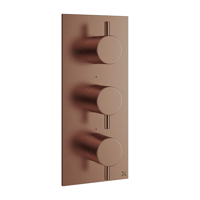 Crosswater MPRO 3 Outlet 3 Handle Concealed Thermostatic Shower Valve Portrait - Brushed Bronze