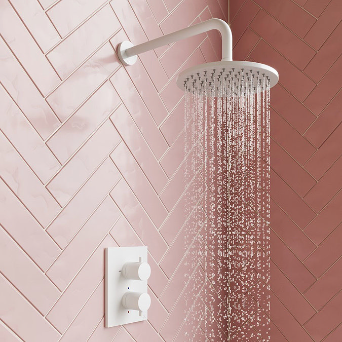 Crosswater MPRO 300mm Round Fixed Showerhead - Matt White - PRO300W+ Profile Large Image