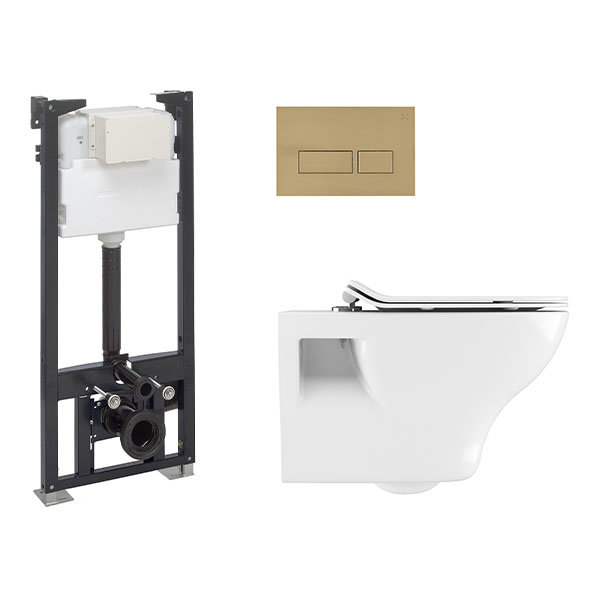 Crosswater MPRO Brushed Brass / Kai Toilet + Concealed WC Cistern with