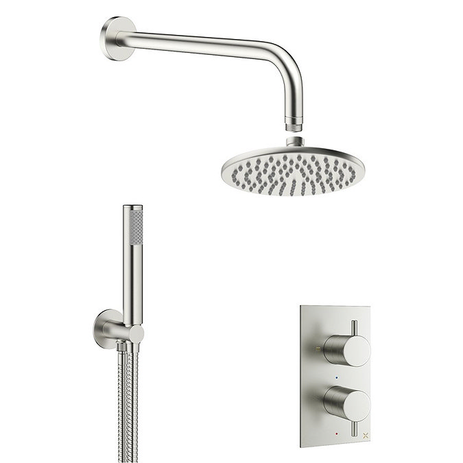 Crosswater MPRO Brushed Stainless Steel Effect 2 Outlet 2-Handle Shower Bundle Large Image