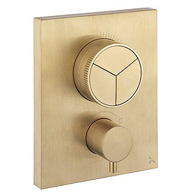 Crosswater MPRO Crossbox Push Brushed Brass 3 Outlet Trim Set Large Image
