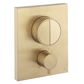 Crosswater MPRO Crossbox Push Brushed Brass Effect 2 Outlet Trim Set Large Image