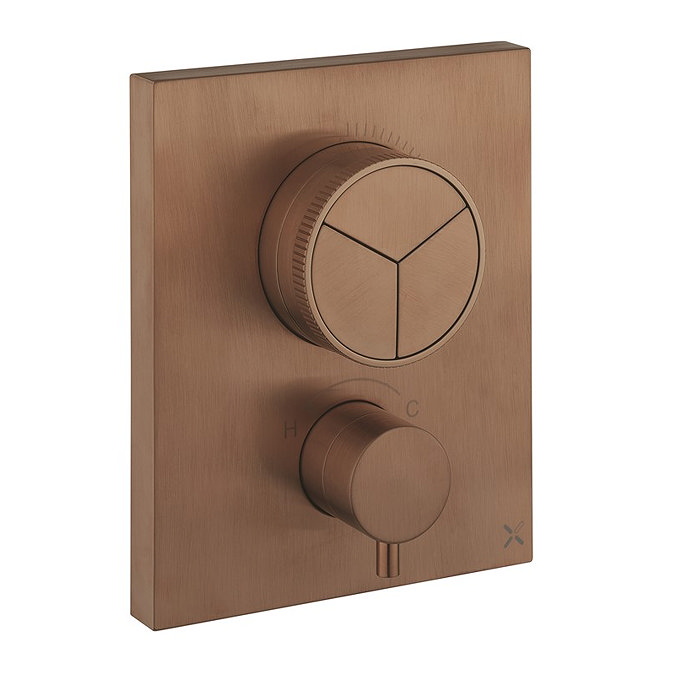 Crosswater MPRO Crossbox Push Brushed Bronze 3 Outlet Trim Set