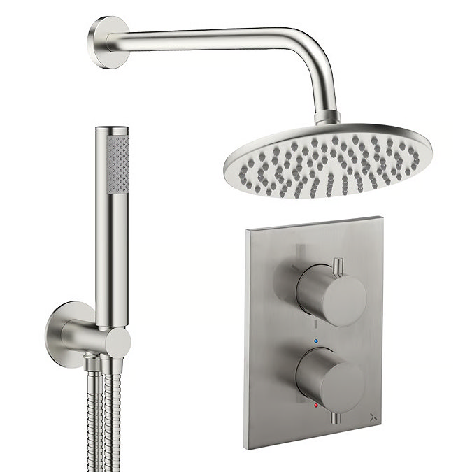 Crosswater MPRO Crossbox Shower Pack with 200mm Head + Fixed Handset - Brushed Nickel