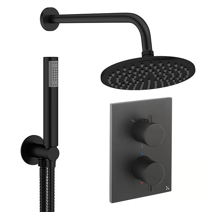 Crosswater MPRO Crossbox Shower Pack with 200mm Head + Fixed Handset - Matt Black