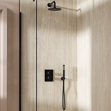 Crosswater MPRO Crossbox Shower Pack with 200mm Head + Fixed Handset - Matt Black