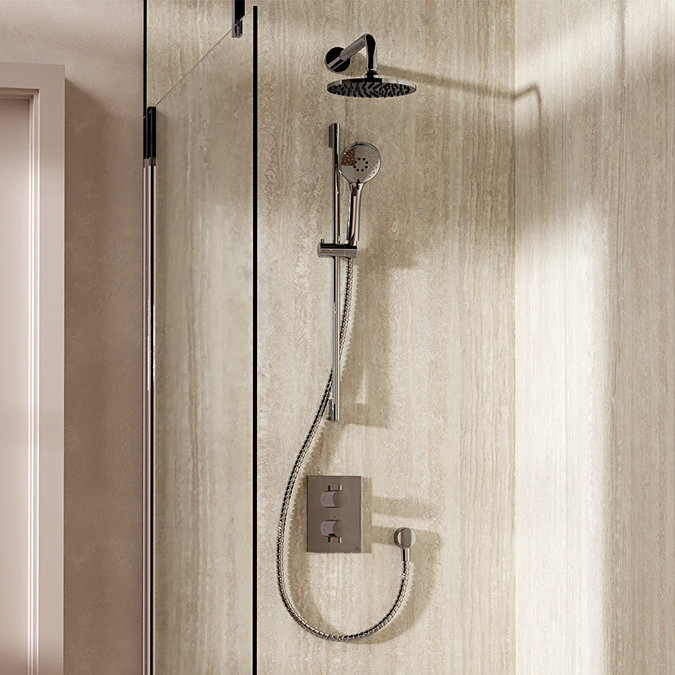 Crosswater MPRO Crossbox Shower Pack with 200mm Head + Slide Rail Handset - Chrome