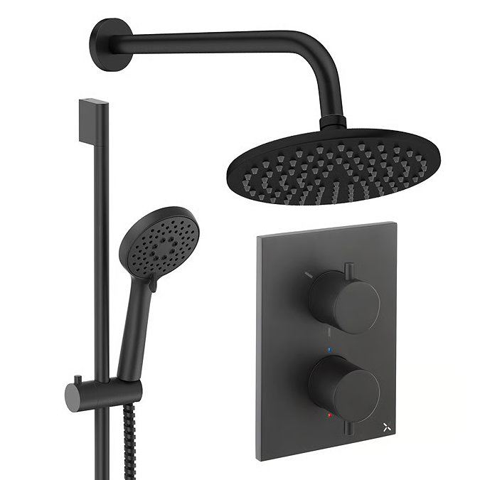 Crosswater MPRO Crossbox Shower Pack with 200mm Head + Slide Rail Handset - Matt Black