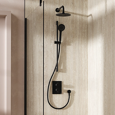 Crosswater MPRO Crossbox Shower Pack with 200mm Head + Slide Rail Handset - Matt Black