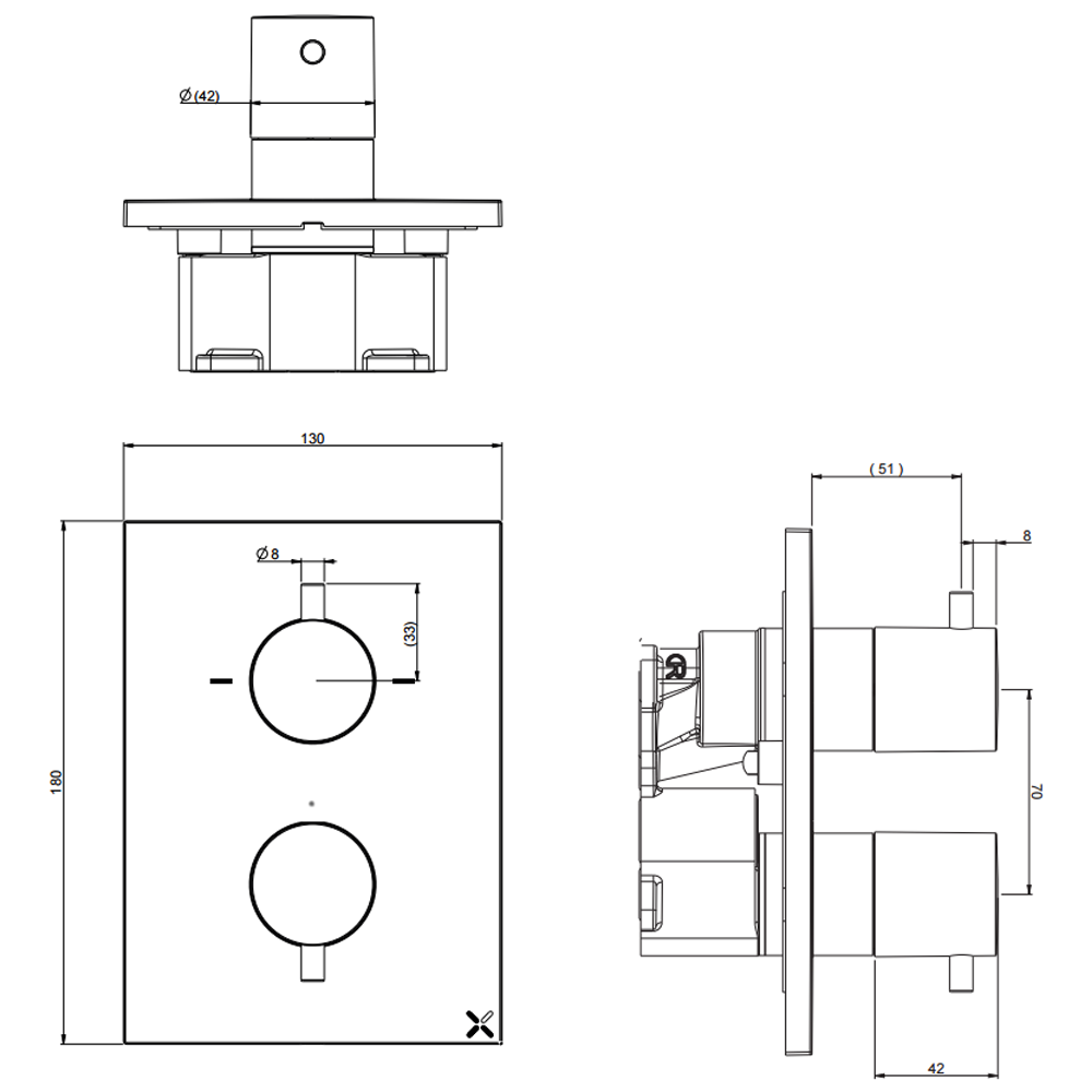 Crosswater MPRO Crossbox Shower Pack with 300mm Head + Fixed Handset - Brushed Nickel