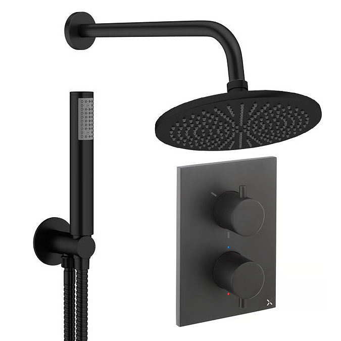 Crosswater MPRO Crossbox Shower Pack with 300mm Head + Fixed Handset - Matt Black