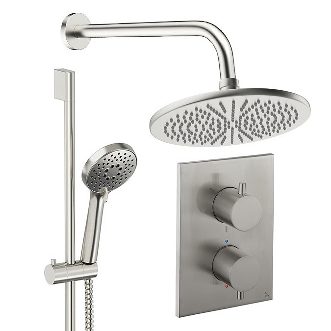 Crosswater MPRO Crossbox Shower Pack with 300mm Head + Slide Rail Handset - Brushed Nickel