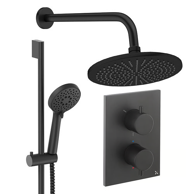 Crosswater MPRO Crossbox Shower Pack with 300mm Head + Slide Rail Handset - Matt Black