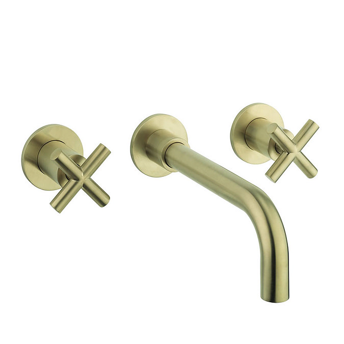 Crosswater MPRO Crosshead Brushed Brass Wall Mounted 3 Hole Set Basin Mixer - PRC130WNF Large Image