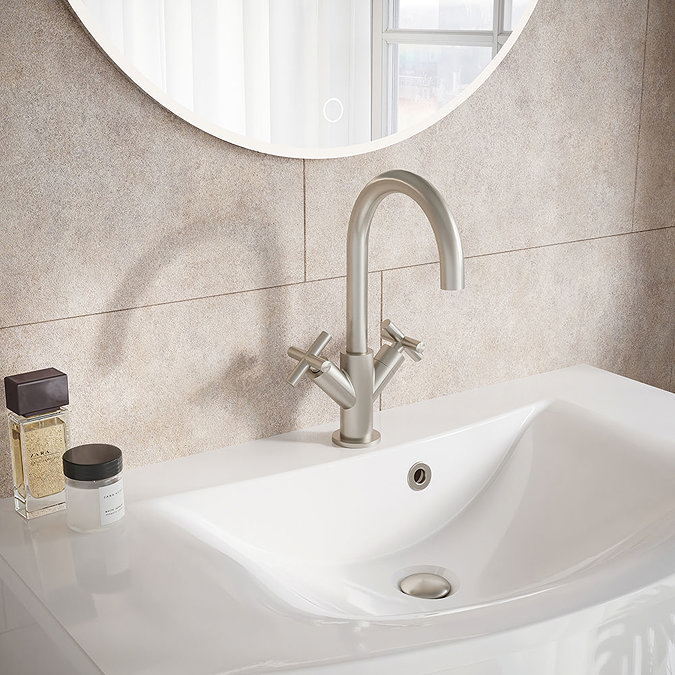 Crosswater MPRO Crosshead Brushed Stainless Steel Mono Basin Mixer - PRC110DNV Profile Large Image