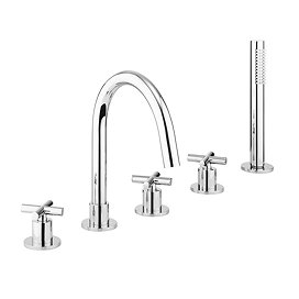 Crosswater MPRO Crosshead Chrome 5 Hole Set Bath Shower Mixer - PRC450DC Large Image