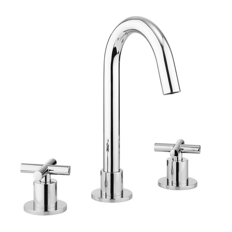 Crosswater MPRO Crosshead Chrome Deck Mounted 3 Hole Set Basin Mixer ...